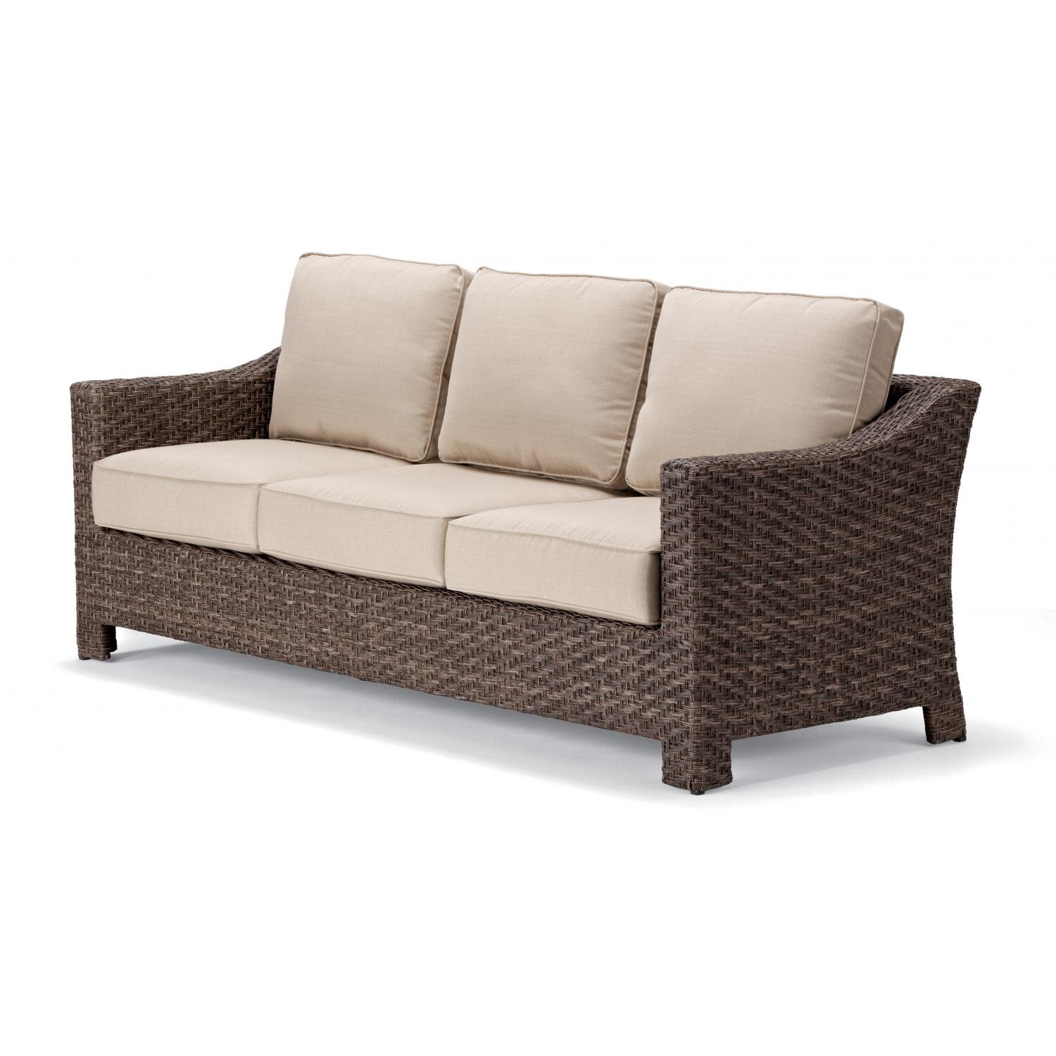 Lake Shore Wicker Patio Sofa By Telescope Casual - Driftwood/Linen Champagne