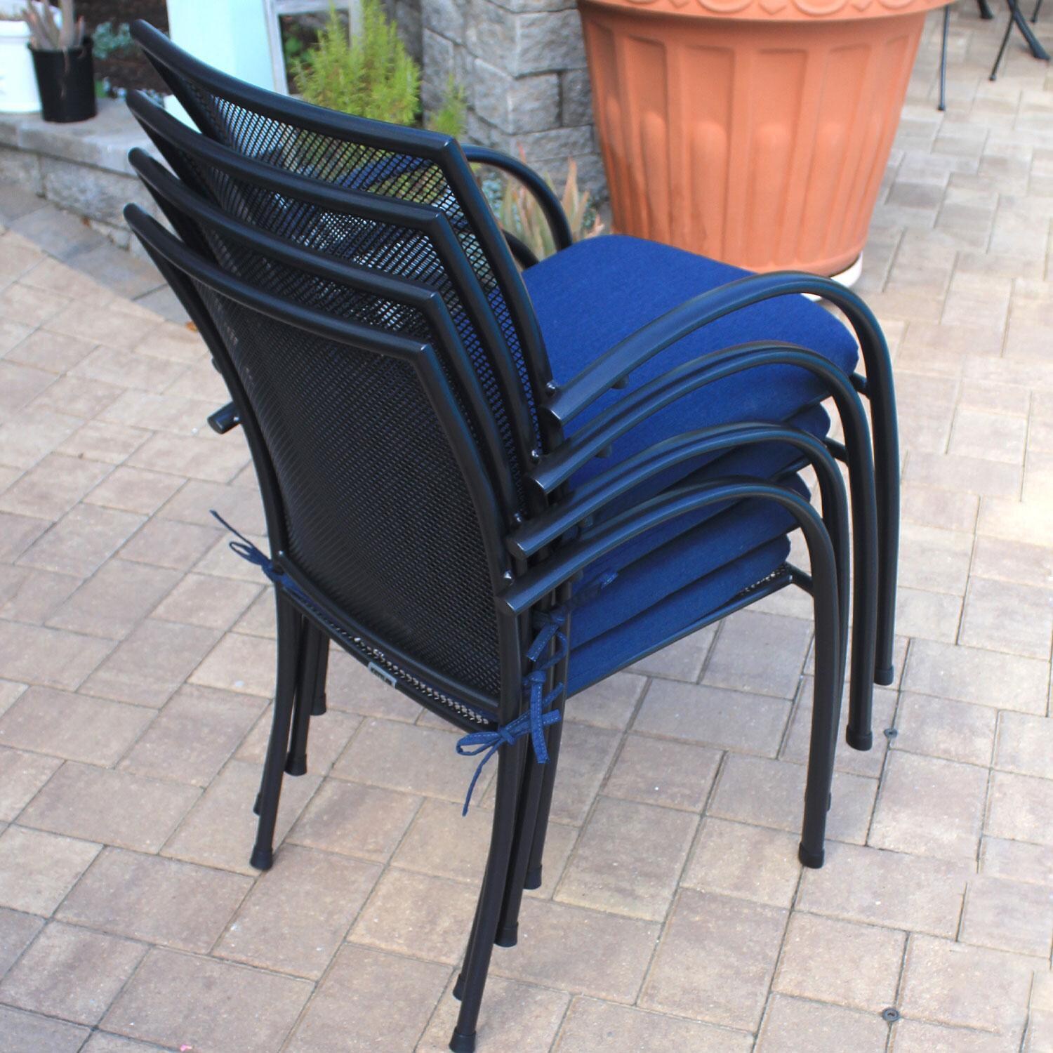 Pilano 6 Pc Steel Dining Arm Chair Set By KETTLER - Stacked - Rear View - Detail thumbnail