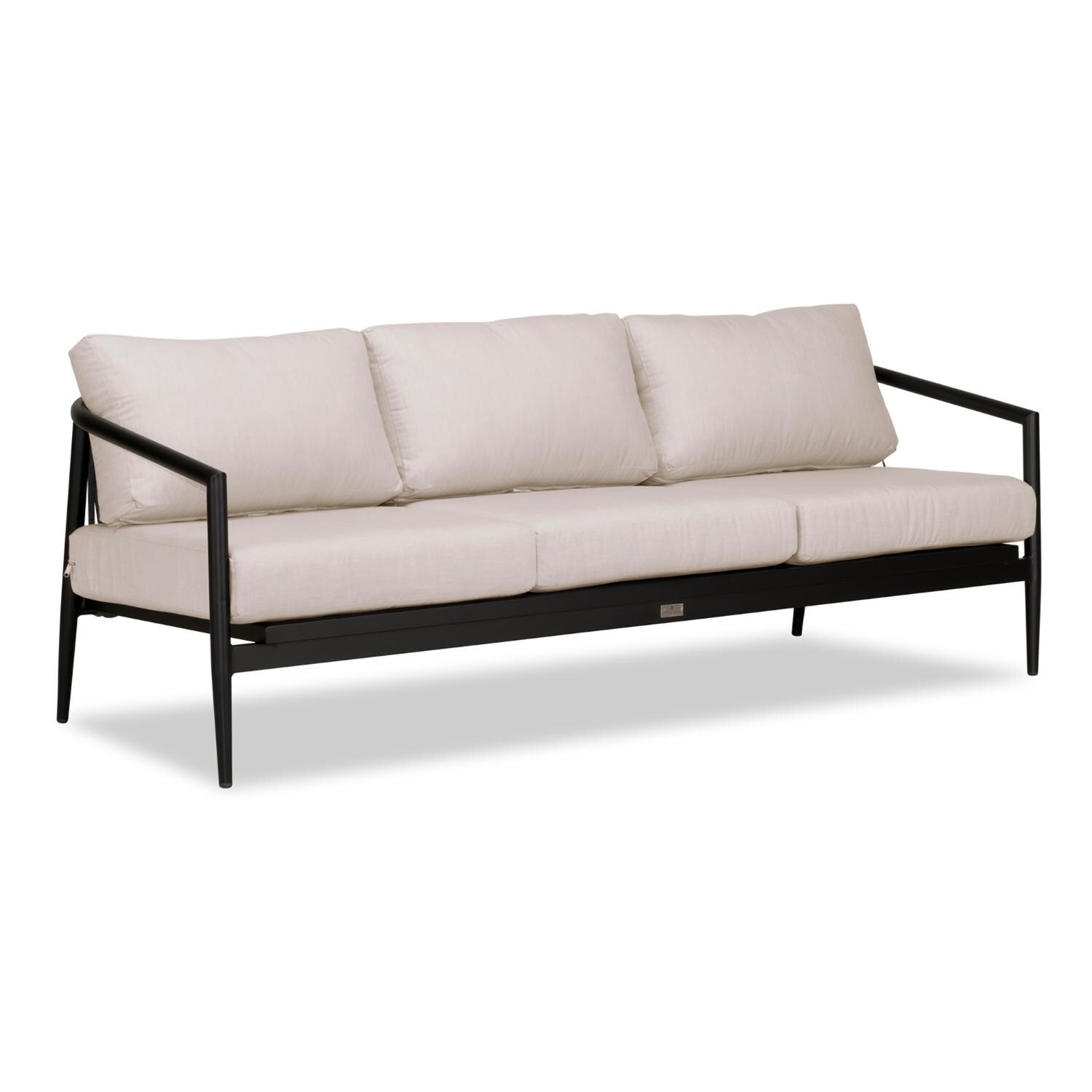Lakeview Midnight Cove 3 Person Aluminum Sofa in Black/Carbon/Cast Silver - Angled - White Background
