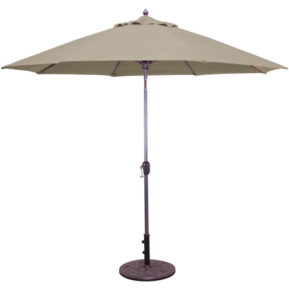 Galtech 9 Ft. Bar Height Octagonal Aluminum Patio Market Umbrella W/ Crank Lift And Auto Tilt - Charcoal Frame W/ Sunbrella Canvas Camel Canopy