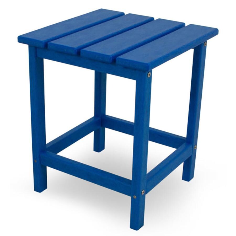 Long Island 15 Inch Square Recycled Plastic End Table in Pacific Blue by POLYWOOD