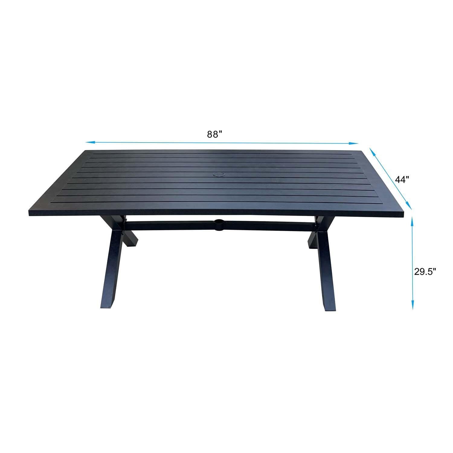 Palm Springs 88-in Antique Bronze Aluminum Dining Table by Darlee - Dimensional thumbnail