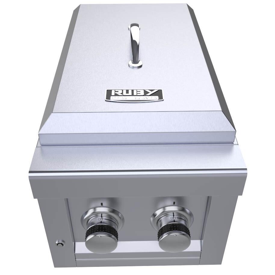 Sunstone Ruby Series 13 Inch Propane Slide in Versa Double Burner Removable Cover W/LED Accent Light - SUN13VDB-LP