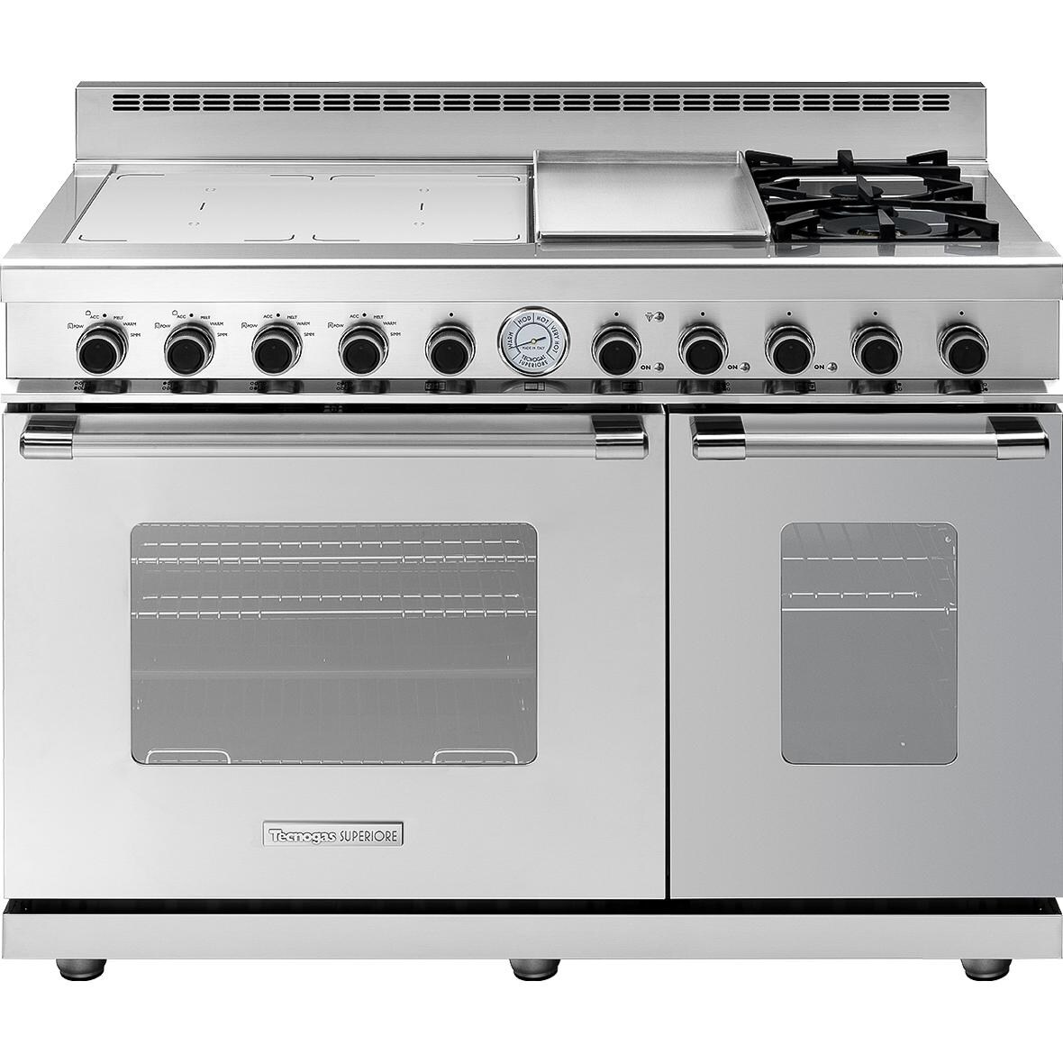 Tecnogas Superiore 48-Inch NEXT Classic Induction Range With 4 Zones, 2 Natural Gas Burners & Griddle - Stainless Steel - RN483GCS-S