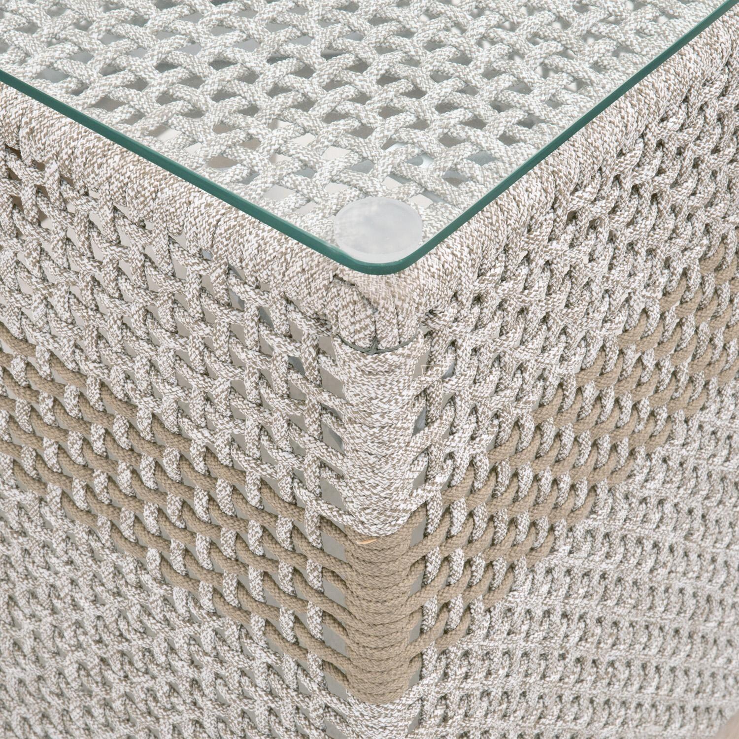 Lakeview Cocoa Way Taupe & White Woven Rope End Table - Detail thumbnail