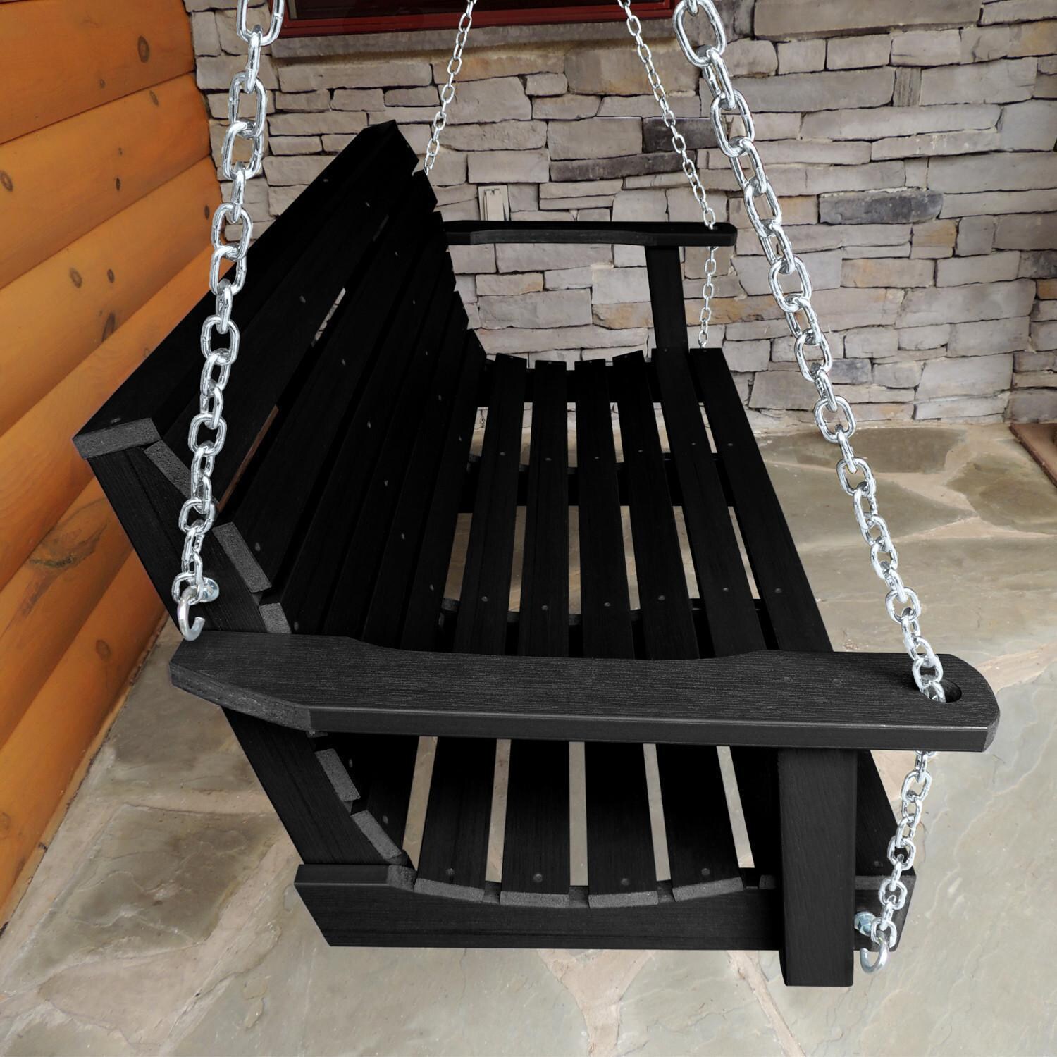 Lakeview Elm Pointe 5-Foot Porch Swing - Black - Side View thumbnail