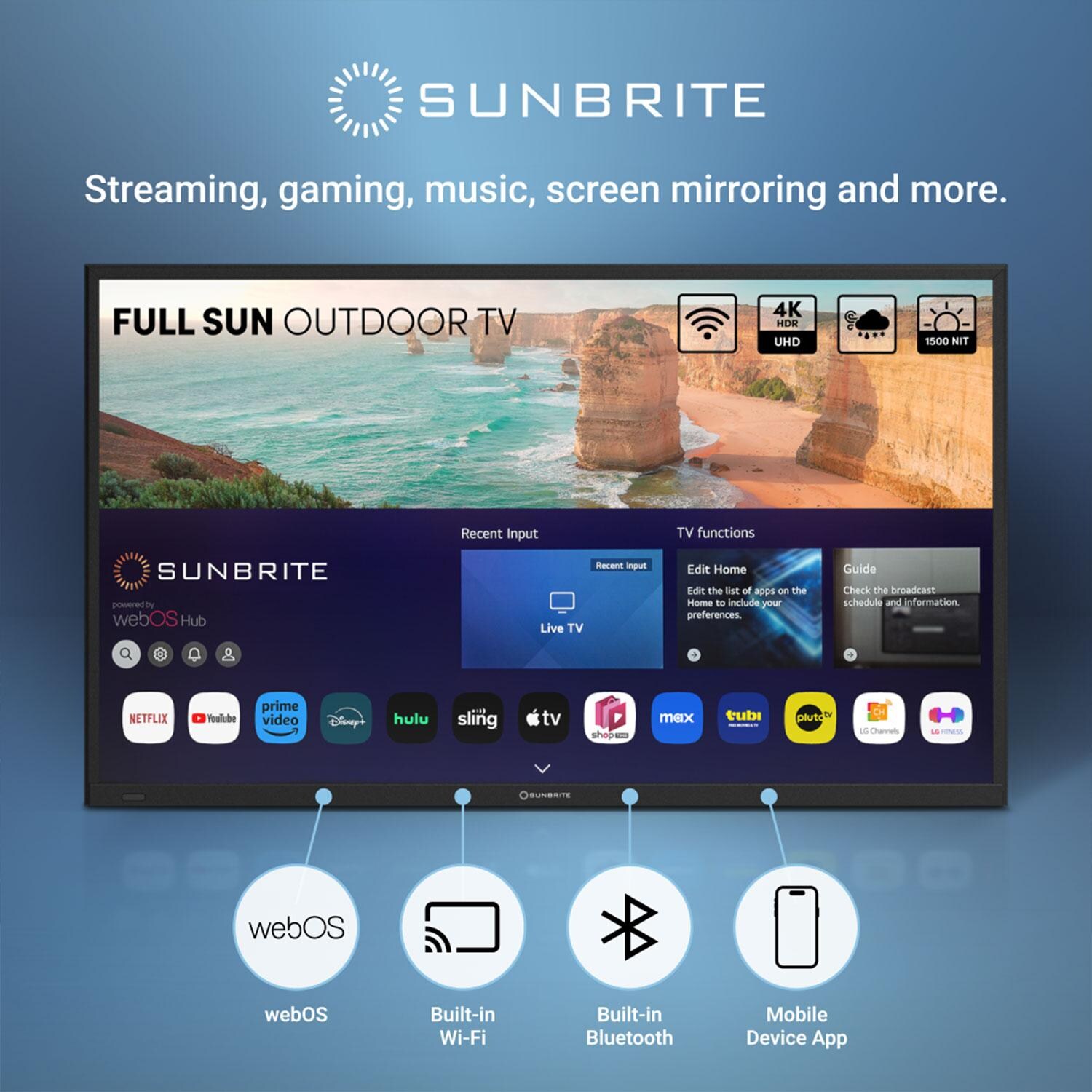 SunBriteTV SB-FS-75-BL Solis Series 75-in Full Sun 4K UHD HDR Outdoor TV - Smart Connect - Detail thumbnail