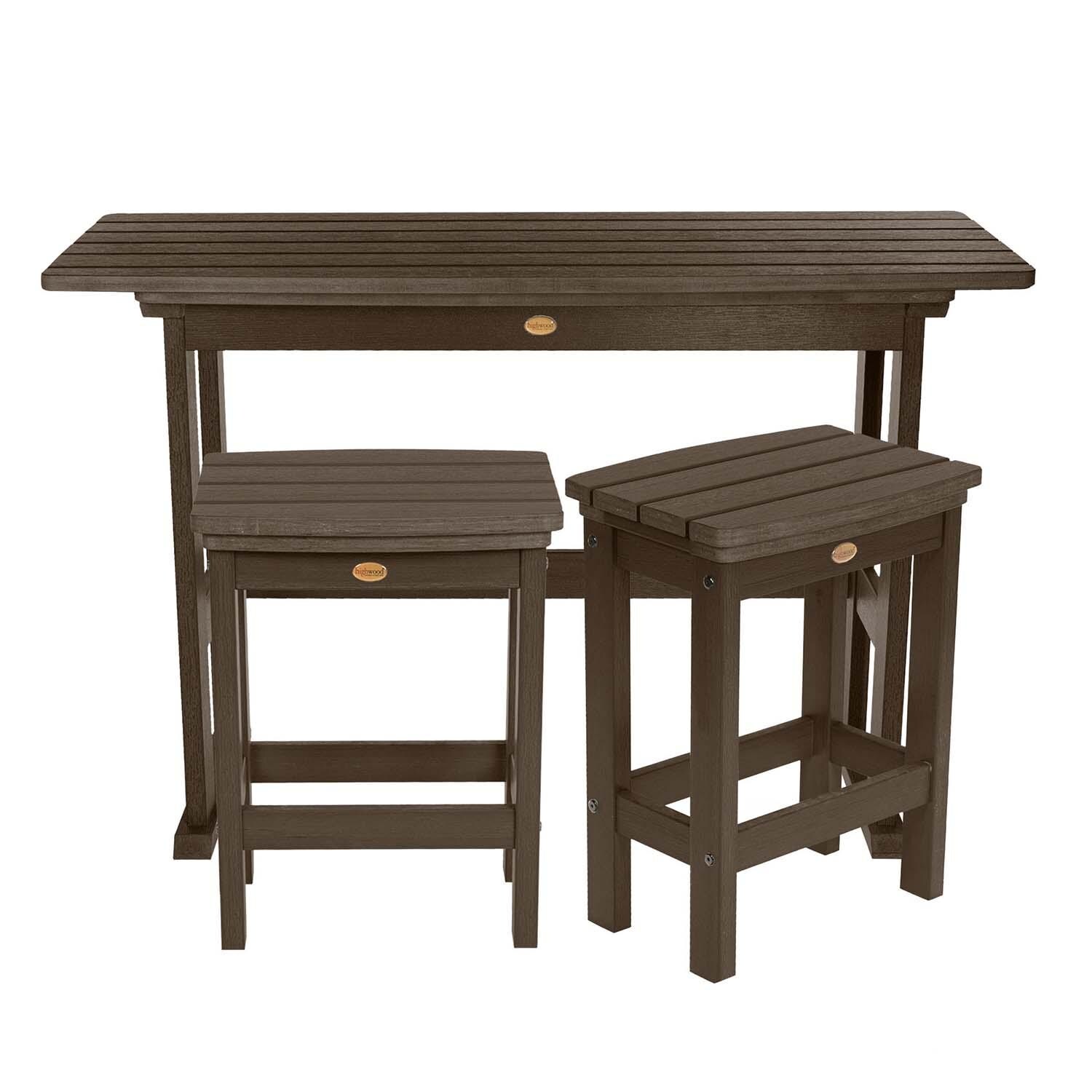 Hart Lane 3 Pc Recycled Plastic Counter Height Dining Set in Weathered Acorn By Lakeview - White Background thumbnail