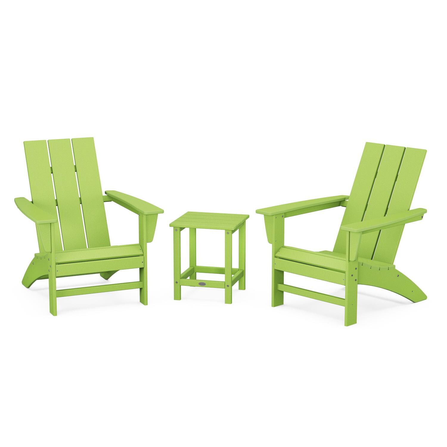 POLYWOOD Modern Lime 3-Piece Adirondack Set w/ Long Island 18-Inch Side Table thumbnail