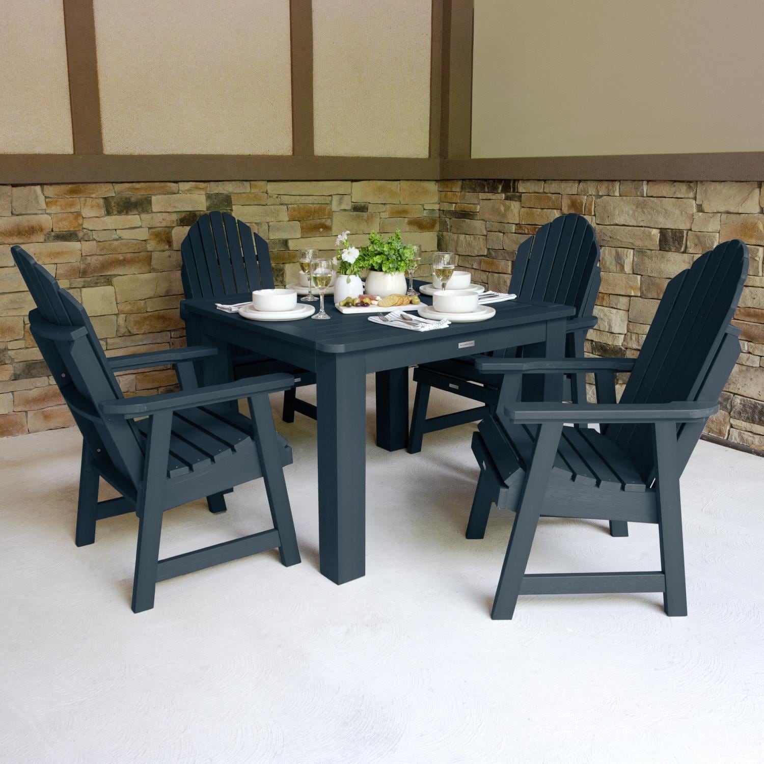Dream Bay 5 Pc Square Dining Set in Federal Blue By Lakeview Outdoor Designs - Lifestyle thumbnail