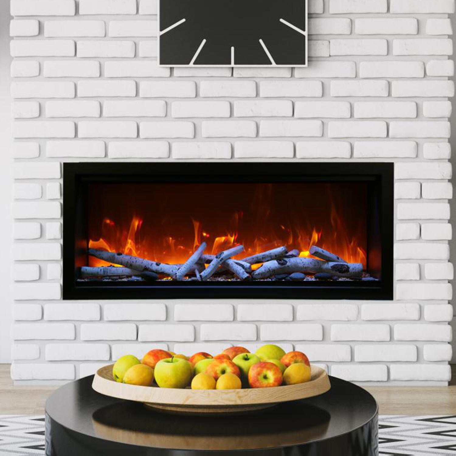 Amantii Symmetry Series Extra Tall Built-In 50-Inch Electric Fireplace with Black Steel Surround - Indoor/Outdoor - SYM-50-XT - Lifestyle thumbnail