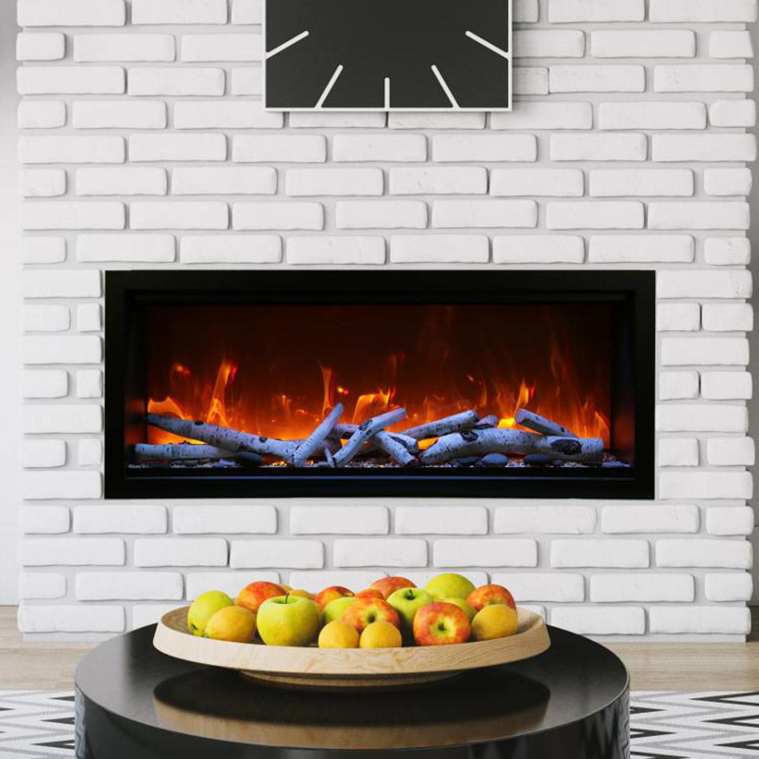 Amantii Symmetry Series Extra Tall Built-In 50-Inch Electric Fireplace with Black Steel Surround - Indoor/Outdoor - SYM-50-XT - Lifestyle thumbnail