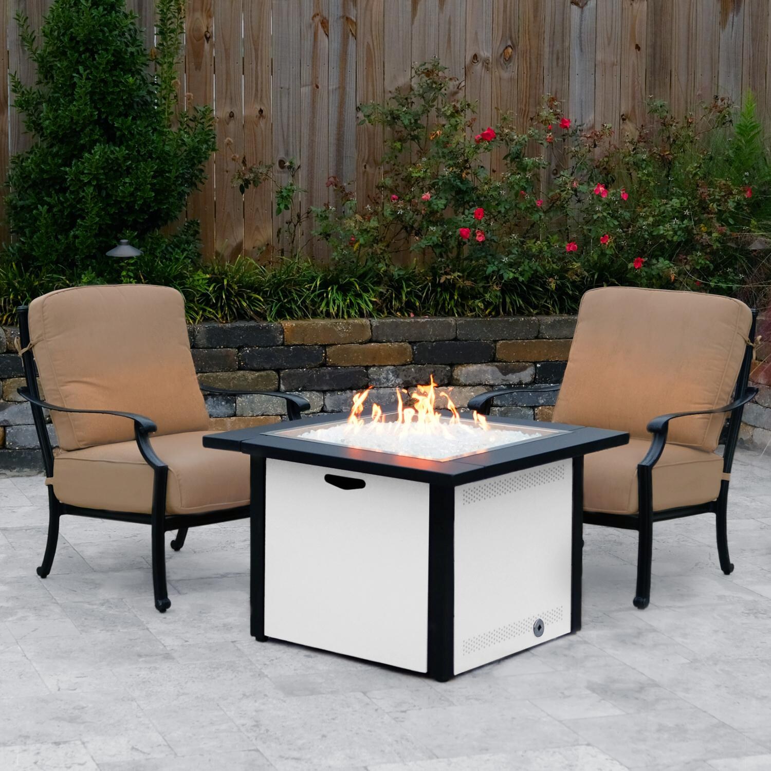 Lakeview Outdoor Designs Challenger 36-Inch Fire Pit Table - Lifestyle - Shown w/ Optional Clear Fire Glass thumbnail