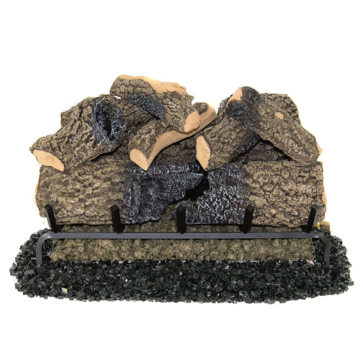 Firenado 24-Inch Charred Oak Gas Log Set With Vented Natural Gas Firenado Burner - White Background thumbnail