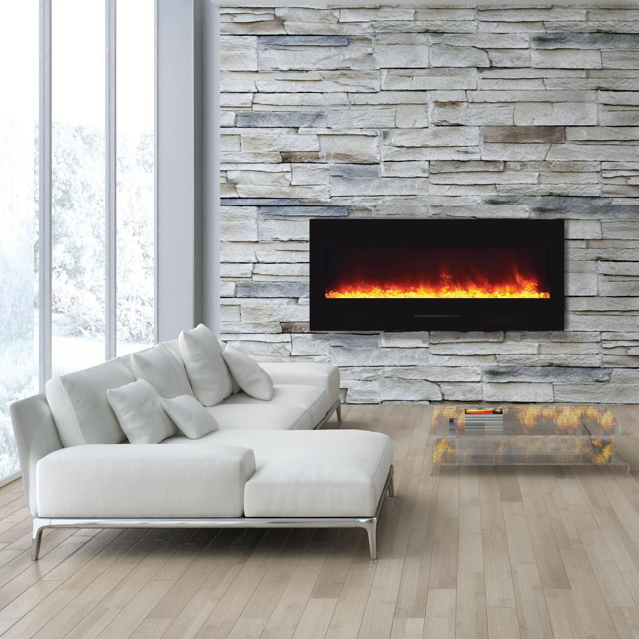 Amantii Wall Mount/Flush Mount Electric Fireplace - Orange - Installed thumbnail