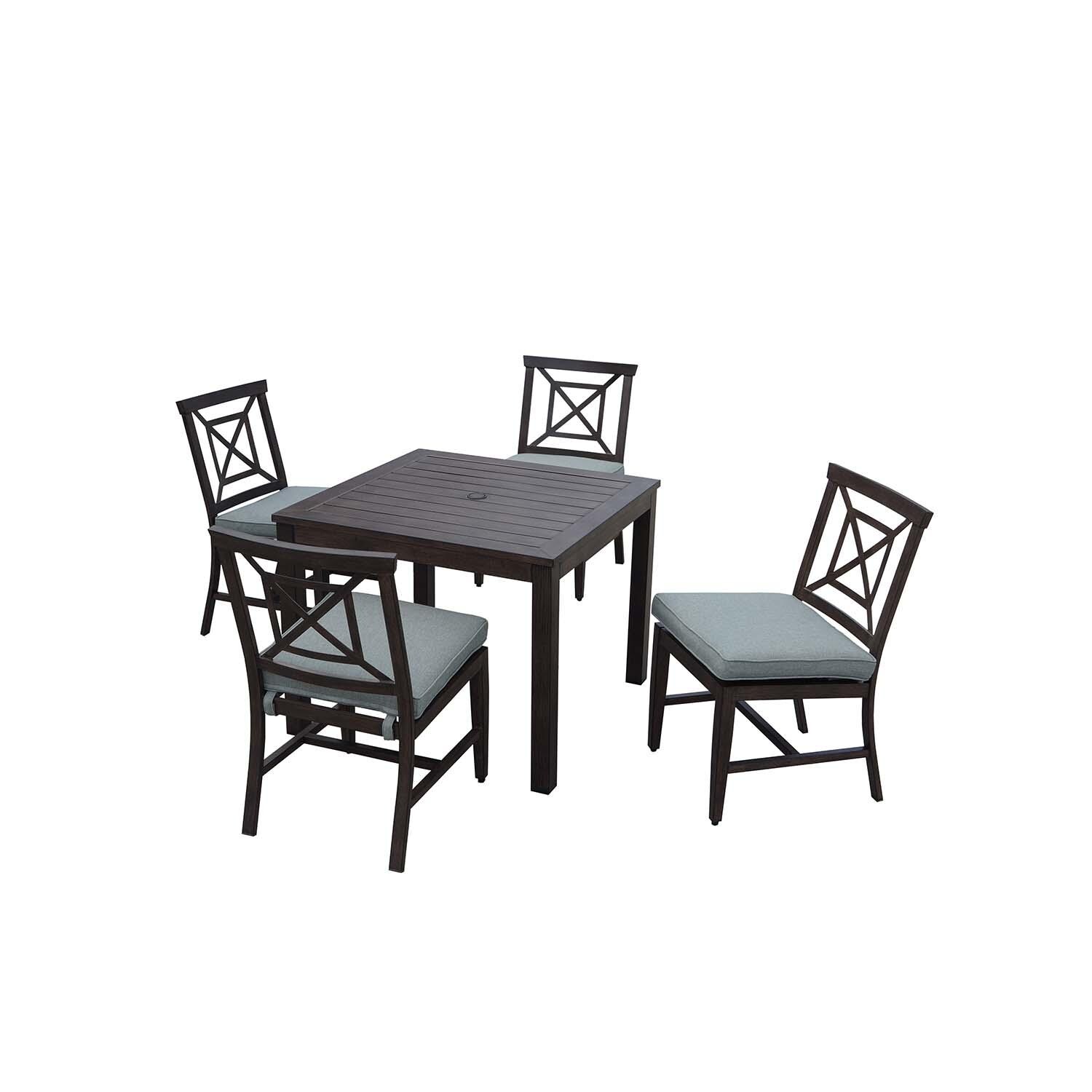 Atlantis 5 Pc Aluminum Dining Set w/ Spa Cushions in Walnut By Darlee - White Background thumbnail