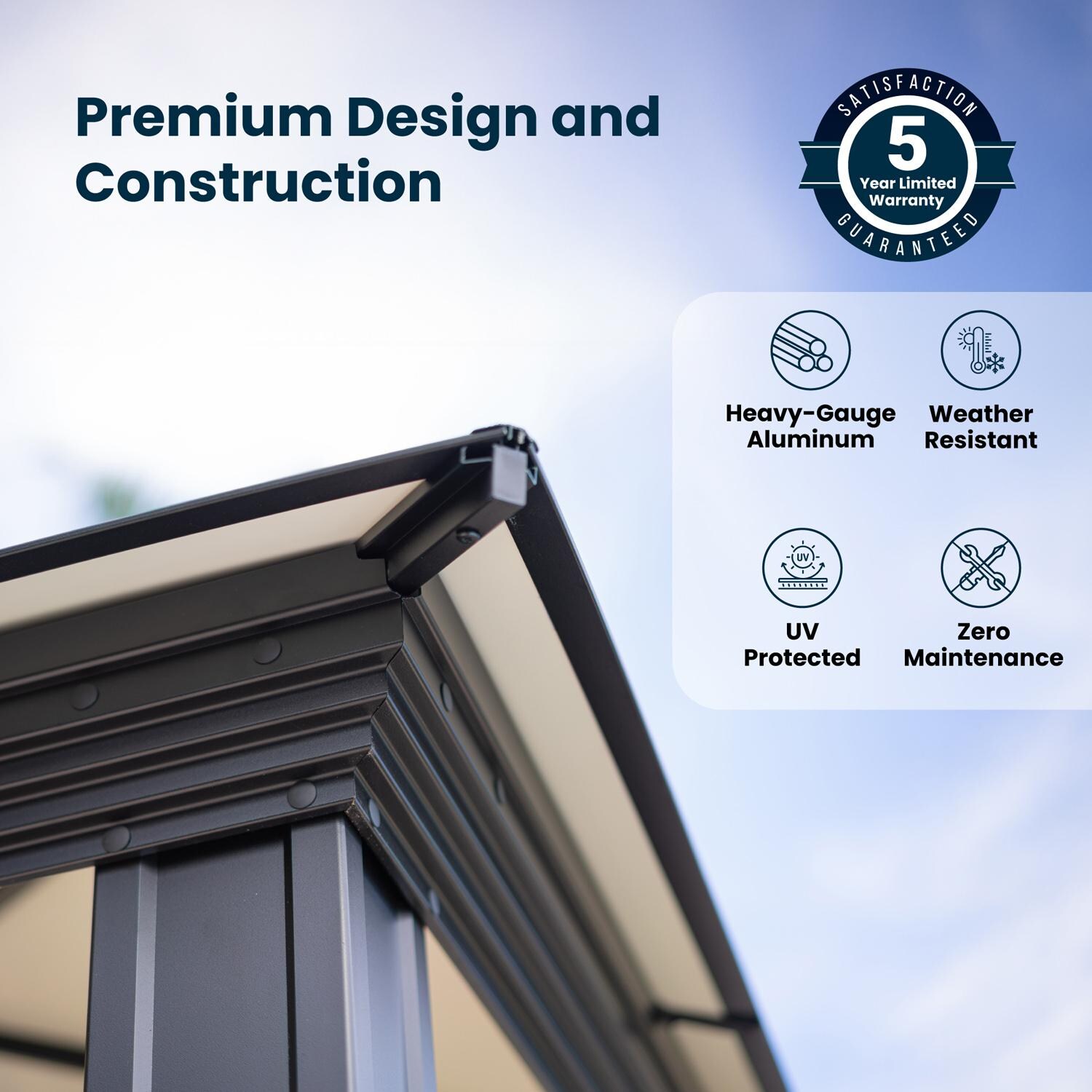 Paragon Outdoor GZ3-1012 Santa Monica 10' x 12' Aluminum Hard Top Gazebo - Premium Design - Detail thumbnail
