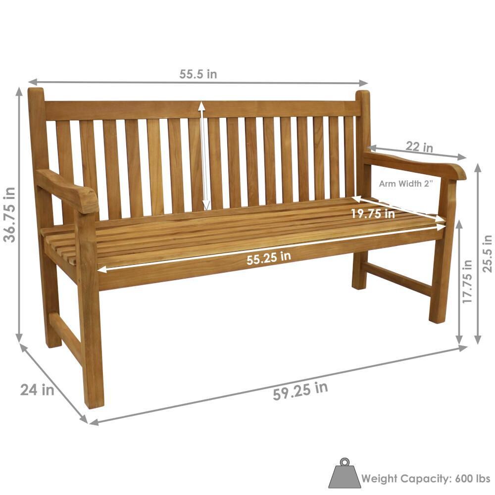 Ultimate Patio Outdoor Teak Wooden Garden Bench - Dimensions thumbnail