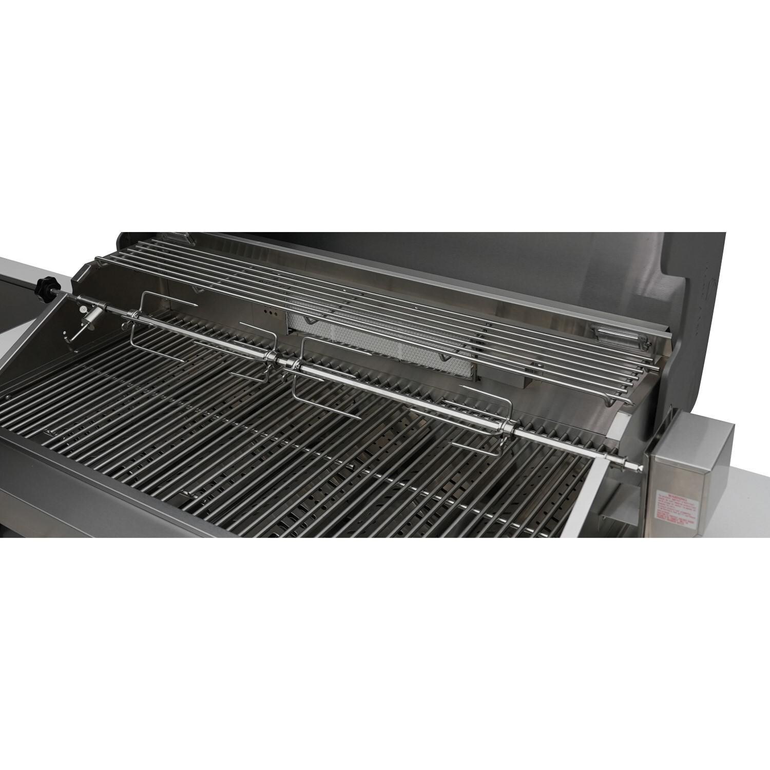 Mont Alpi - MAi805-BSS90FC - Deluxe 90 Degree Propane Gas Island Grill W/ Refrigerator Cabinet, Infrared Side Burner, & Rotisserie Kit - Black Stainless Steel - Rotisserie - Detail