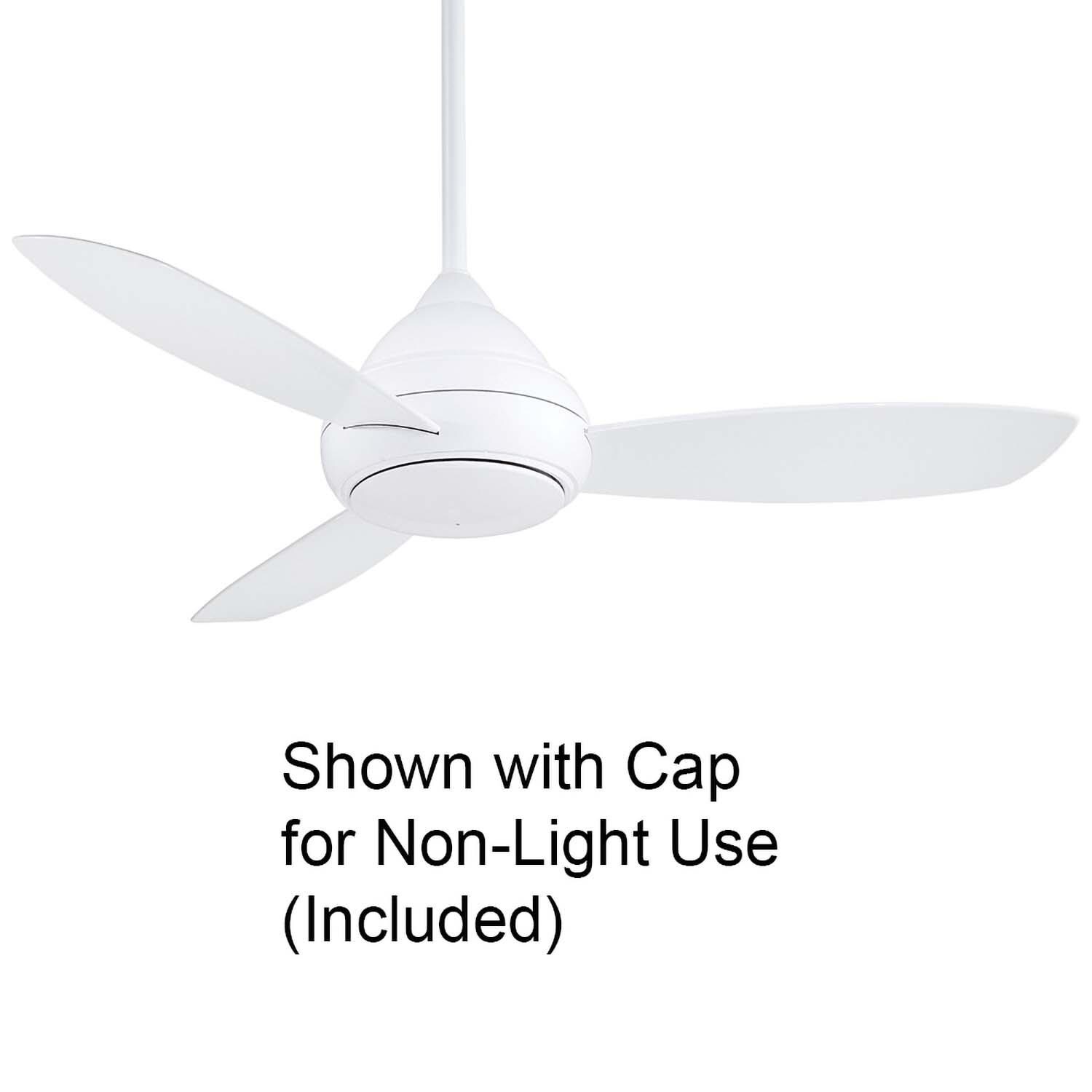 Minka-Aire F477L-WH Concept I Wet 58-Inch 3-Blade Ceiling Fan in White Finish w/ White Blades & White Opal Glass - Shown W/Cap thumbnail
