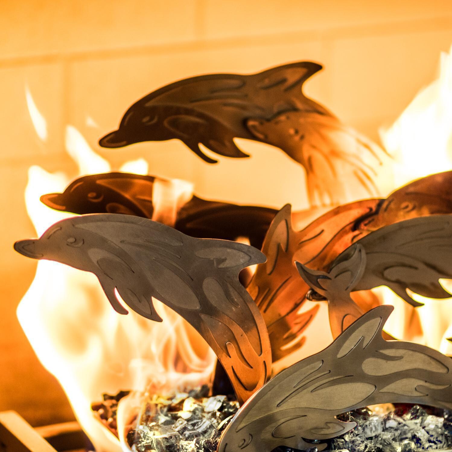 BBQGuys Signature Series Fireplace Sculpture - Dolphin Seascape