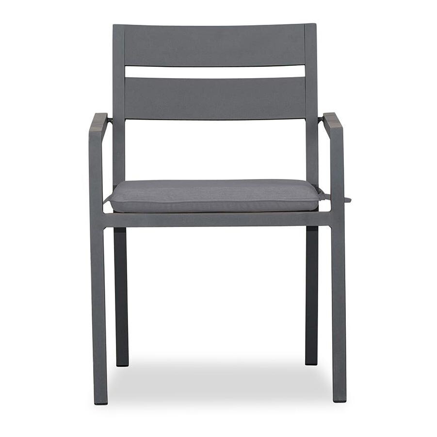 Calm Bay Aluminum Dining Arm Chair in Slate/Canvas Charcoal by Lakeview Outdoor Designs - Front - White Background thumbnail
