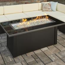The Outdoor GreatRoom Company Monte Carlo 59-Inch Linear Propane Gas Fire Pit Table with 42-Inch Crystal Fire Burner- Black - MCR-1242-BLK-K