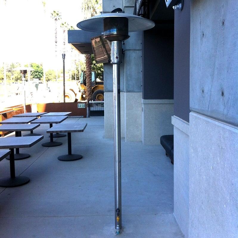 Sunglo 50000 BTU PSA265V Permanent Post Patio Heater - Lifestyle (Shown With Stainless Steel Model) thumbnail