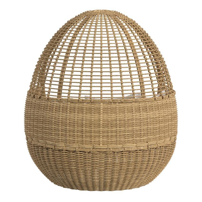 Playa Resin Wicker Daybed in Medium Wood/Soothe Pearl by Sunset West - Rear - White Background thumbnail