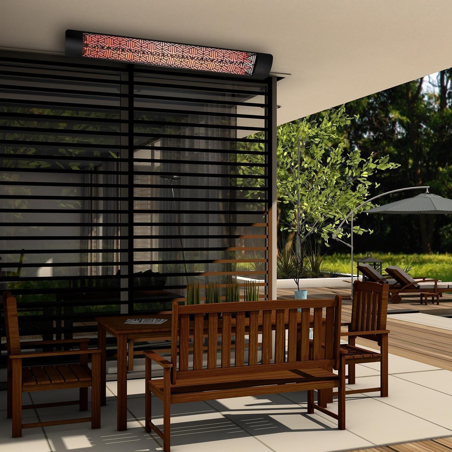 Eurofase EF20480B3 Mason Series 39-in 2000 Watt Single Element Marine Grade 480V Electric Patio Heater in Black - Dining Area - Lifestyle thumbnail
