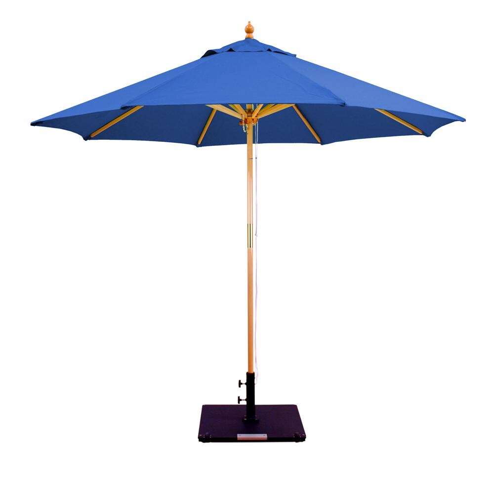 Galtech 9 Ft. Octagonal Wood Patio Umbrella W/ Pulley Lift - Light Wood Frame W/ True Blue Sunbrella Fabric (Umbrella Base Not Included) thumbnail