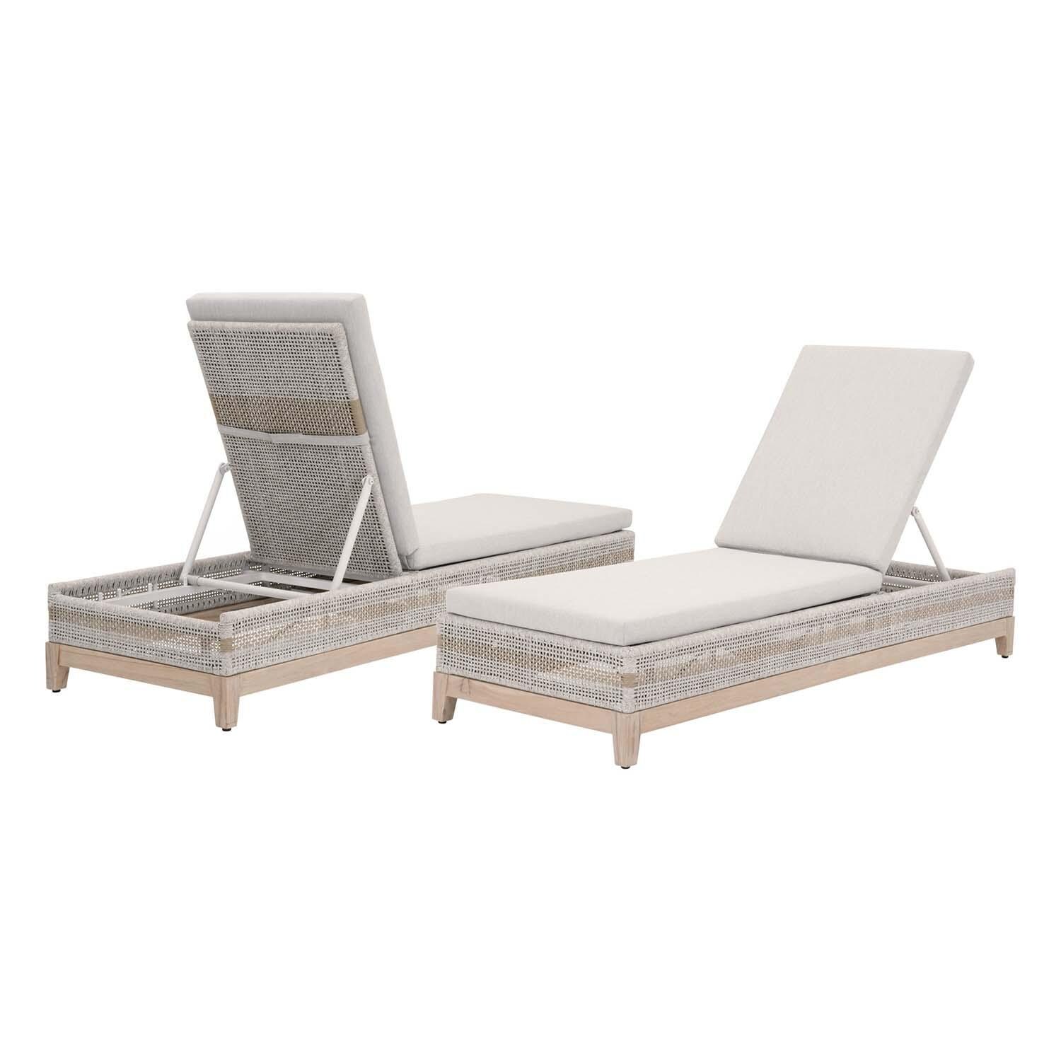 Lakeview Cocoa Way Woven Rope Chaise Lounge in Taupe & White - Side By Side thumbnail