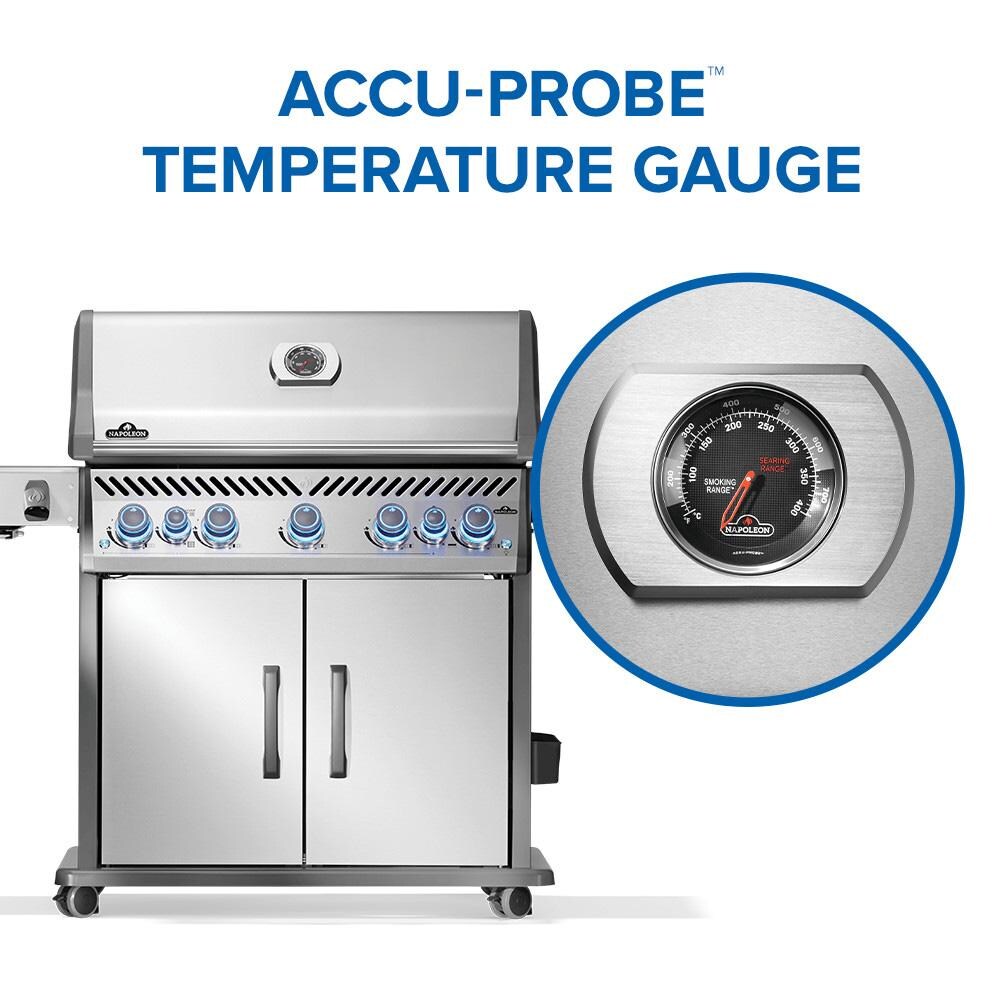 Napoleon RPS625RSIBPSS-2 Rogue PRO-S 625 5-Burner Propane Grill w/ Infrared Side & Rear Burner - Stainless Steel - RPS625RSIBPSS-2 - Temperature Gauge - Detail