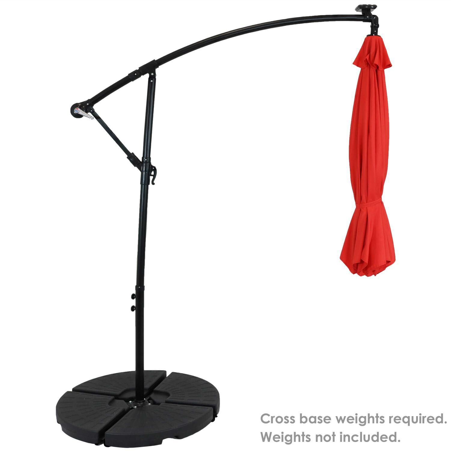 Ultimate Patio 10 Ft. Solar Lighted Patio Cantilever W/ Crank - Cherry - Weights Needed to Secure Base (Weights Not Included) thumbnail