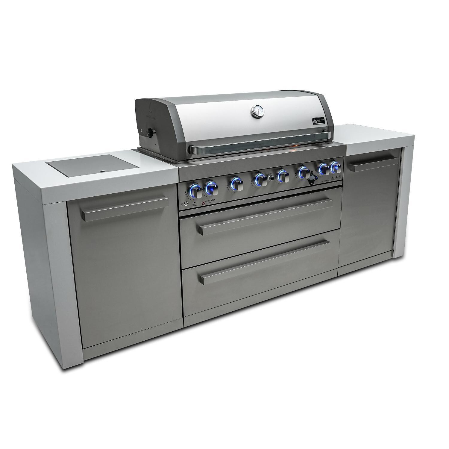 Mont Alpi - MAi805-D - Deluxe Gas Island Grill - Stainless Steel - Angled Right - Grill Closed - White Background thumbnail
