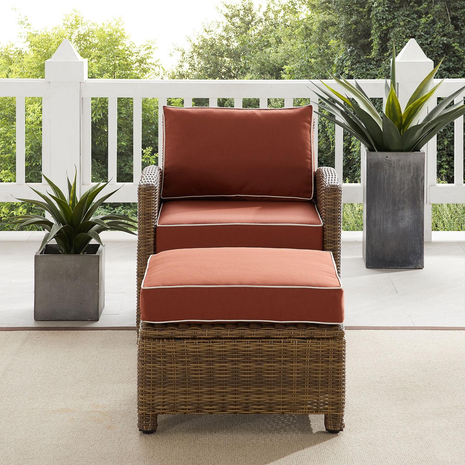 Ultimate Patio UP-92414WB-SG 2Pc Wicker Outdoor Chair Set in Sangria - Front View - Lifestyle thumbnail