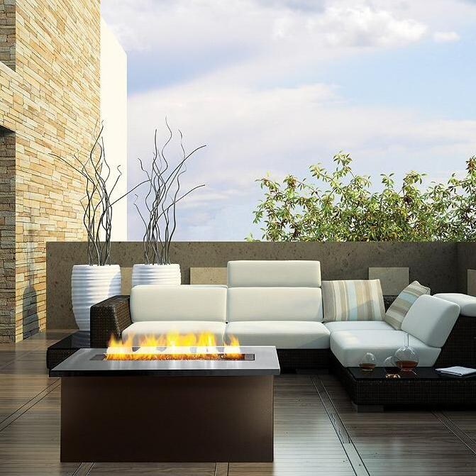 Firegear Key West Gas Fire Pit Coffee Table With Stainless Steel Tabletop - In Use thumbnail