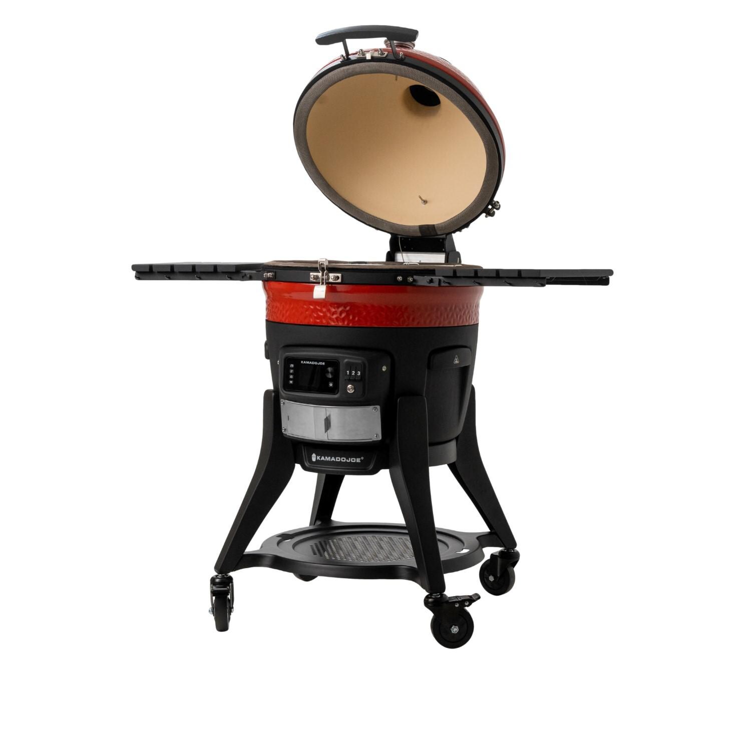 Kamado Joe KJ15041123 Konnected Joe Digital Charcoal Grill - Angled w/ Lid Open thumbnail