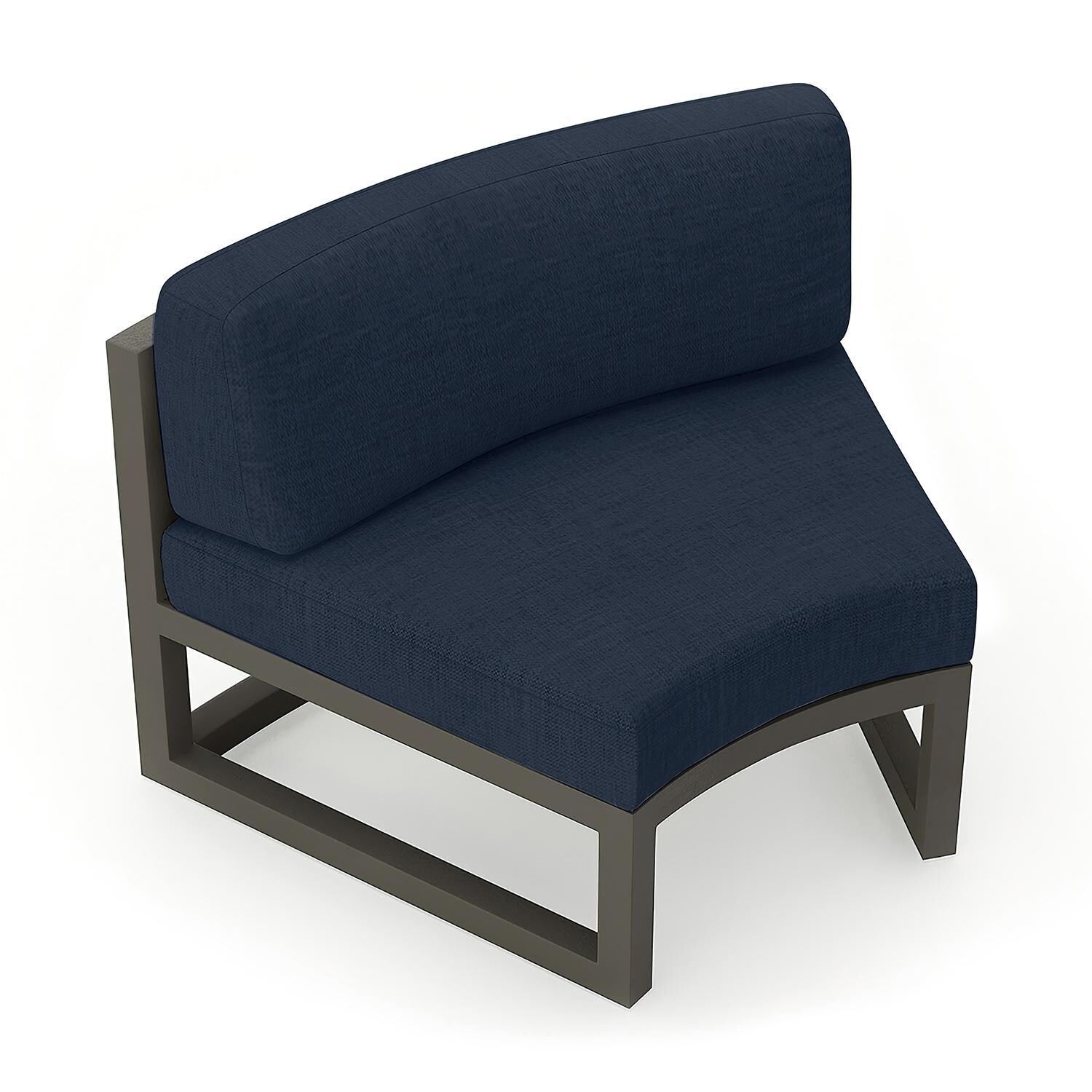 Misty Cove 2 Piece Aluminum Curve Club Chair in Slate w/Spectrum Indigo Cushions by Lakeview - Top Angle View - White Background thumbnail