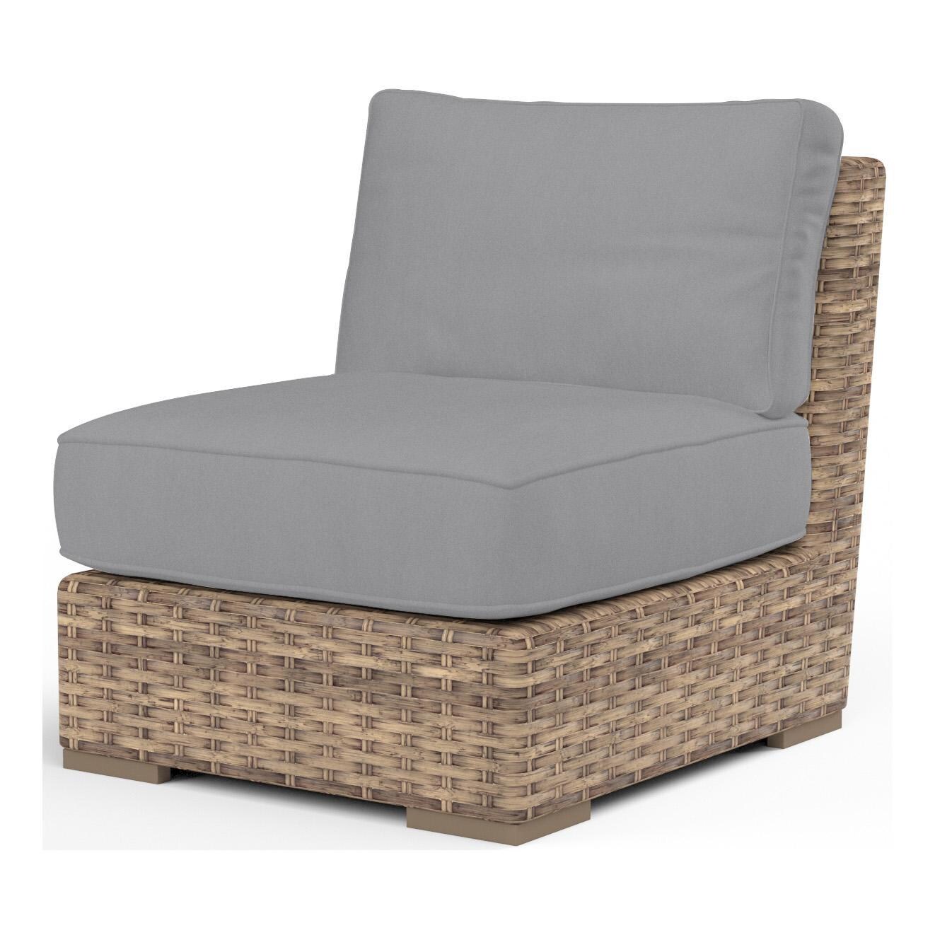Havana Wicker Armless Club Chair in Tobacco/Canvas Granite by Sunset West - White Background thumbnail