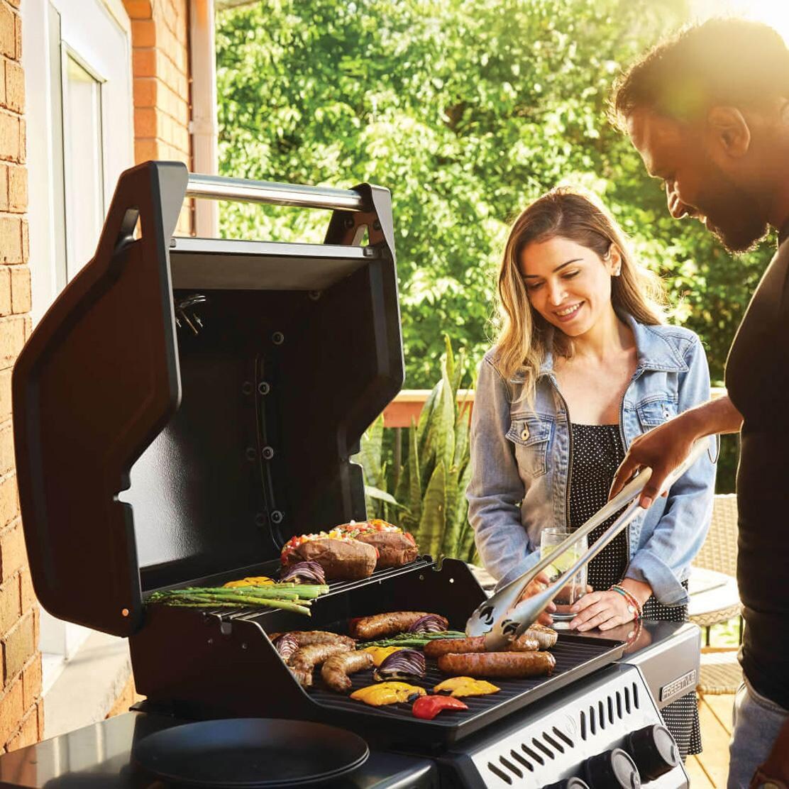 Napoleon F365DPGT Freestyle 365 3 Burner Propane Gas Grill - Graphite Grey - Cooking Up Close - Lifestyle thumbnail