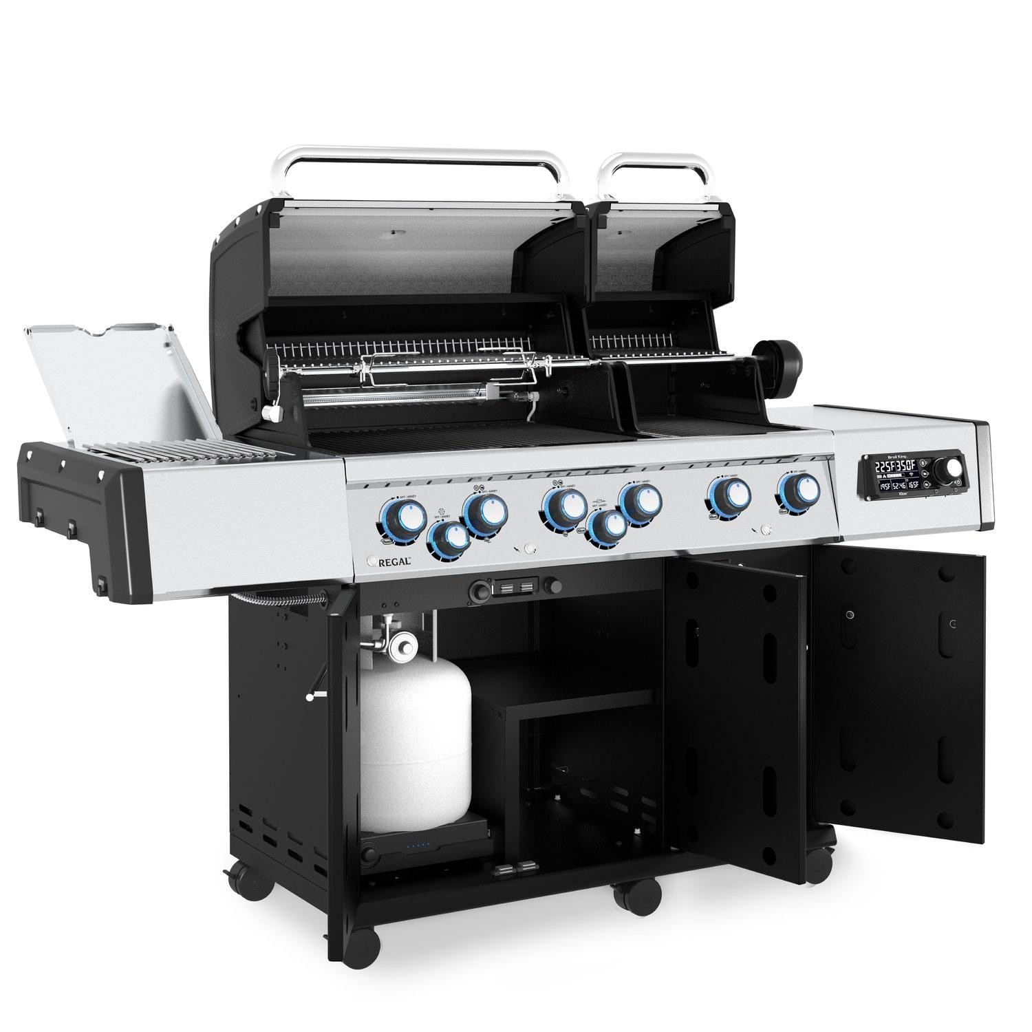 Broil King 689247 Regal Q 690 Pro IR Natural Gas Grill - Cabinet Open - White Background thumbnail