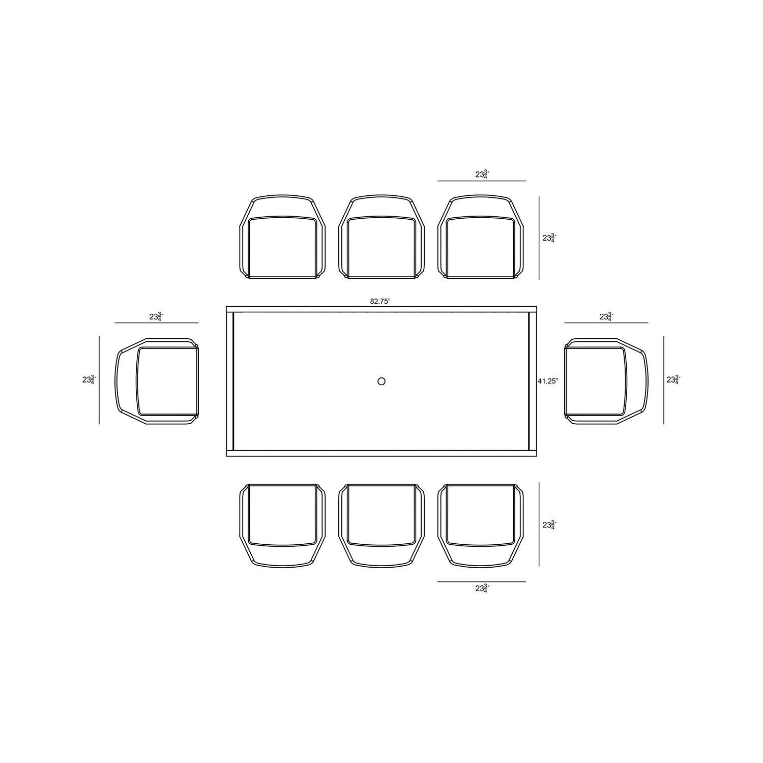 Starlook Bay 9 Pc Aluminum Dining Set in Slate by Lakeview - Dimensional 2 thumbnail