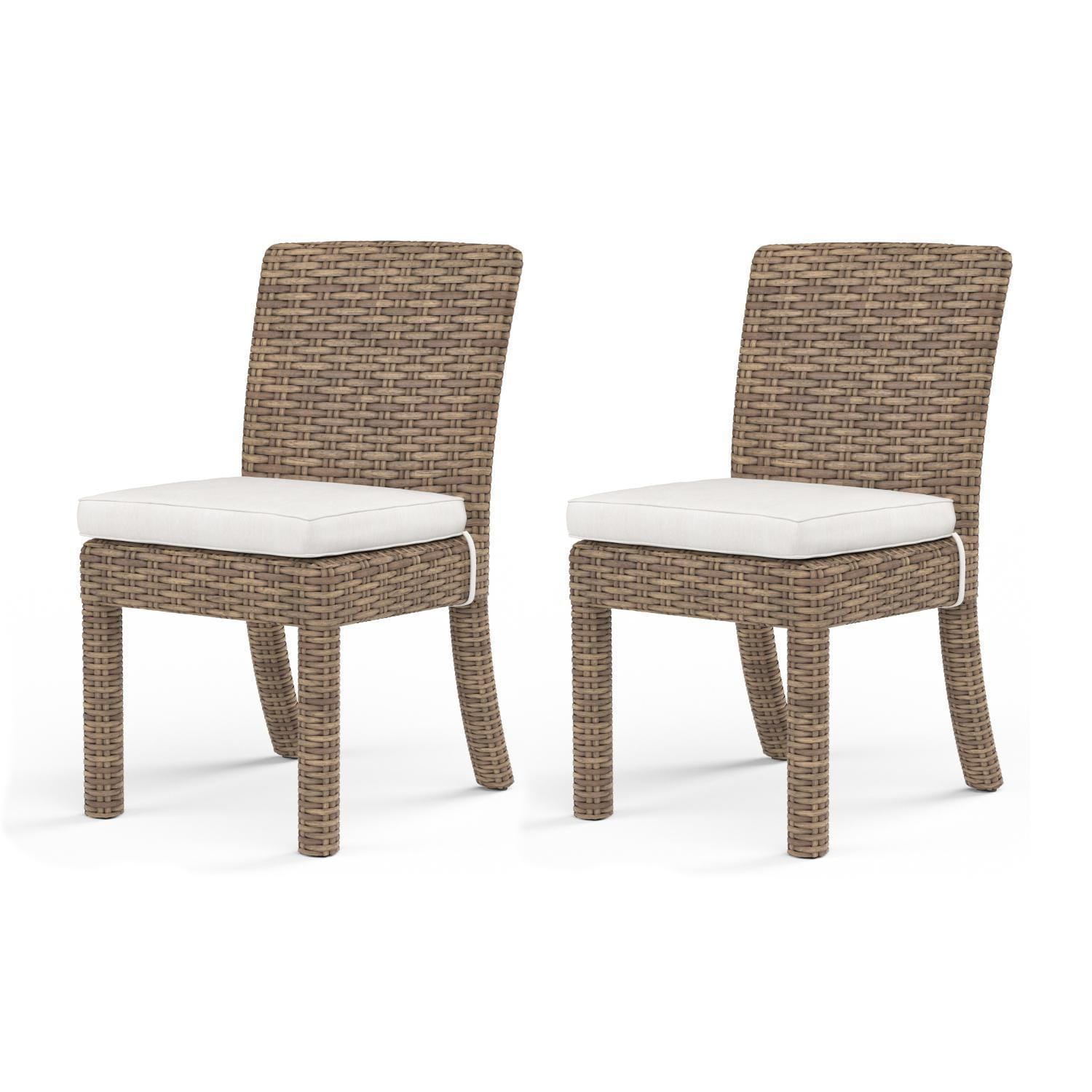 Sunset West Havana 2 Piece Resin Wicker Patio Armless Dining Chair Set W/ Sunbrella Canvas Flax Cushions By - SW1701-1A-FLAX-STKIT (2)
