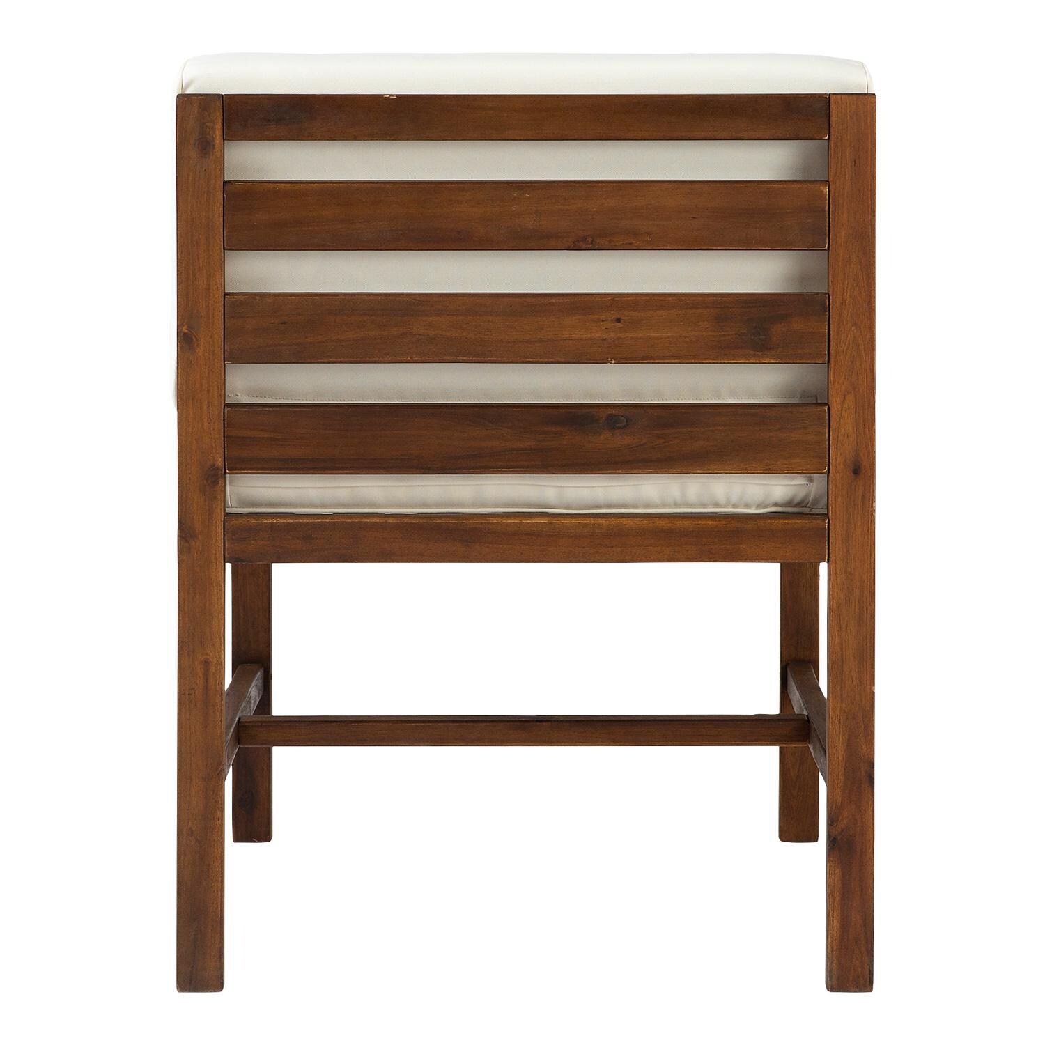 Ultimate Patio Bellelot Acacia Patio Armless Sectional Club Chair W/ Cream Cushions - Dark Brown - Rear View thumbnail