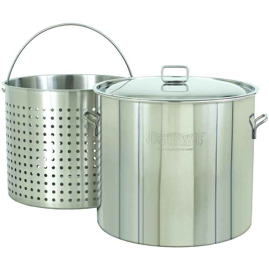 Bayou Classic Pots With Full Sized Basket 122 Quart Stainless Steel