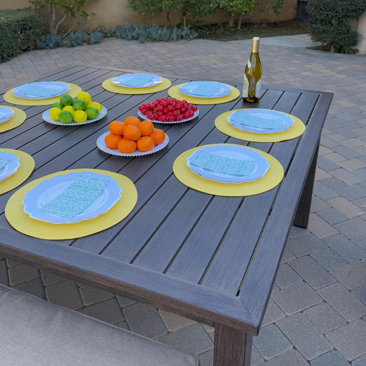 Atlantis 61 1/2-in Walnut Aluminum Square Dining Table by Darlee - Corner - Lifestyle thumbnail