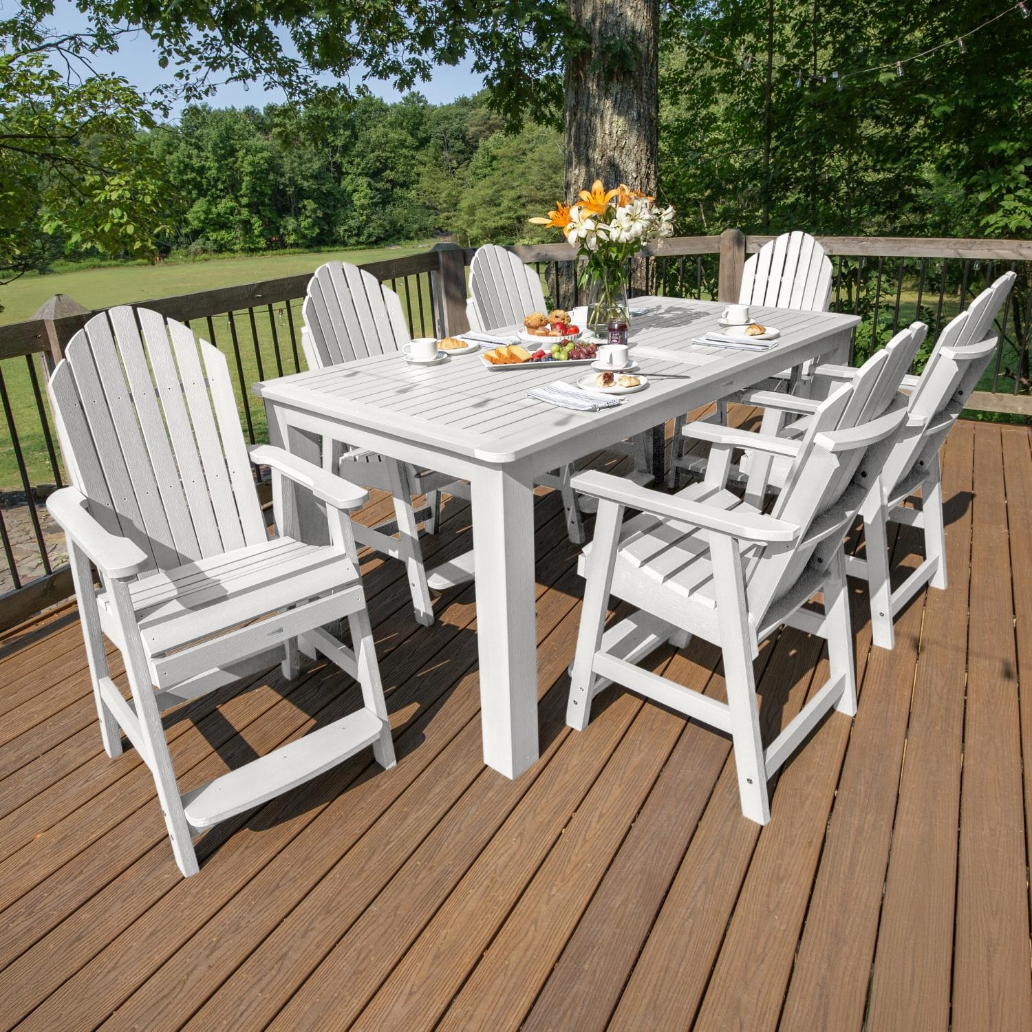 Lakeview Outdoor Designs Dream Bay 7 Pc Recycled Plastic Counter Height Dining Set in White by Lakeview - LV-ST7HM2CO5BA-WHE