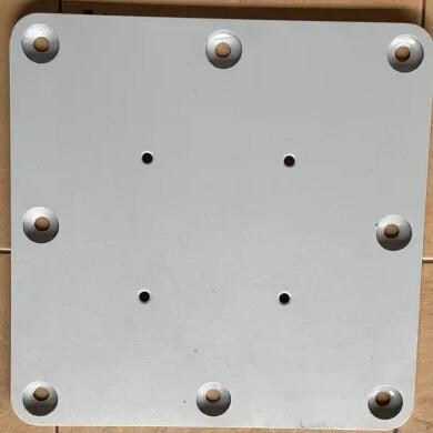 Bambrella 11 Ft. Square Bamboo Levante Side Wind Umbrella Set w/ Deck Plate Surface Mount in Ecru - Base System - Detail thumbnail