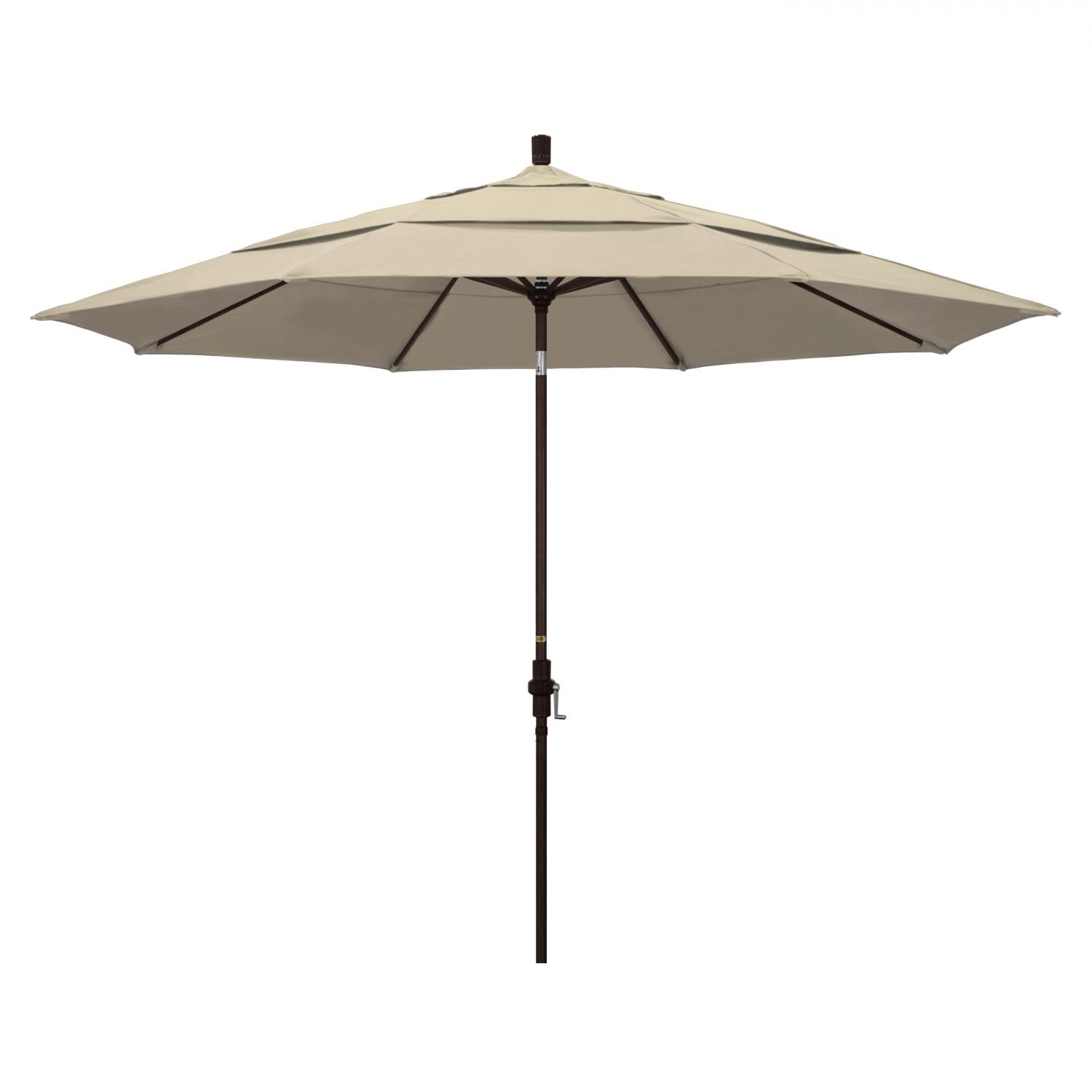 California Umbrella 11 Ft Octagonal Aluminum Collar Tilt Patio Umbrella W/ Crank Lift & Aluminum Ribs - Bronze Frame / Sunbrella Canvas Antique Beige Canopy thumbnail